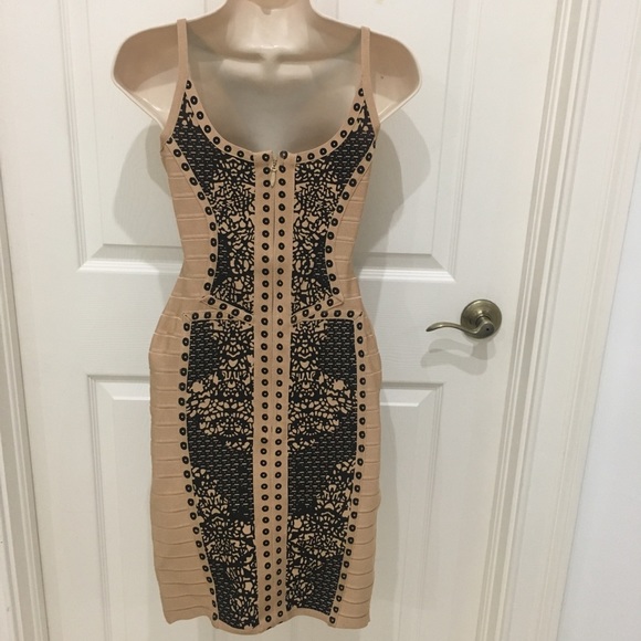 Nude Beige Bandage Cutout Dress - Picture 3 of 8